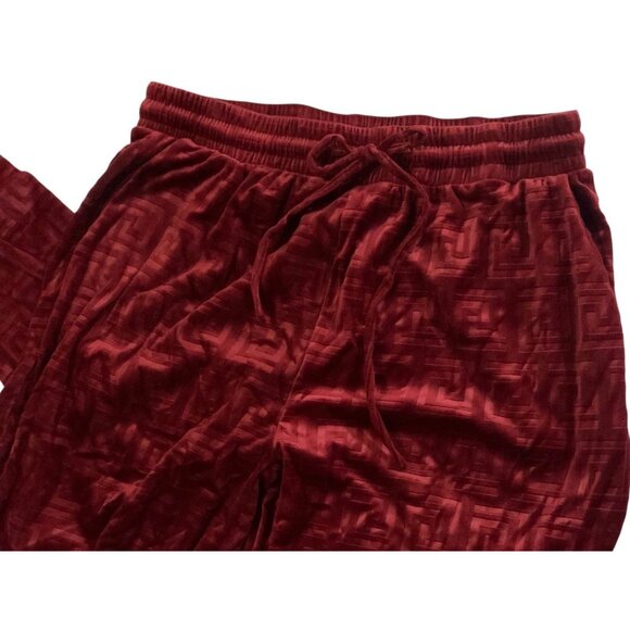 Ellie & Kate Deep Red Printed Casual Joggers Drawstring Waist Sz 1XL - Picture 4 of 12